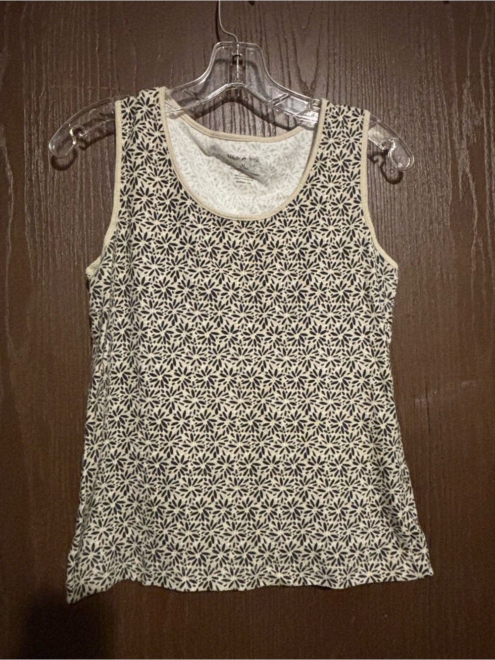 White Stag Cream and Black Floral Geometric Tank Top